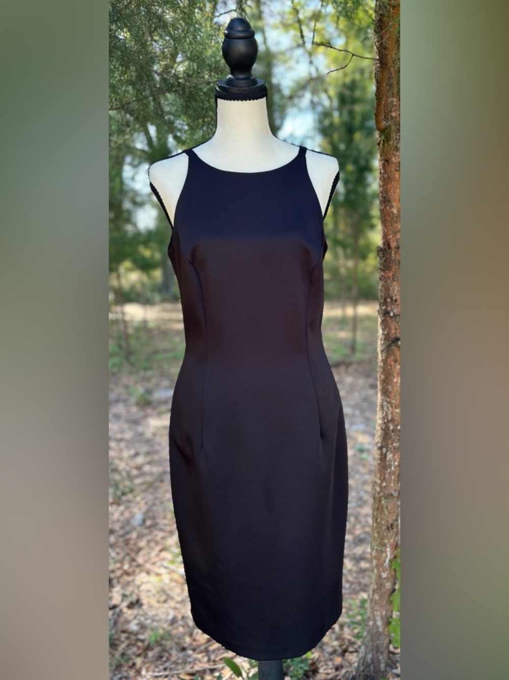 Vintage Laundry By Shelli Segal Sleek Black Midi Sheath Dress